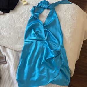Vibrant Blue Halter Kids One Piece